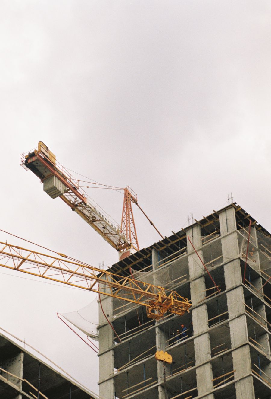A construction site team at work