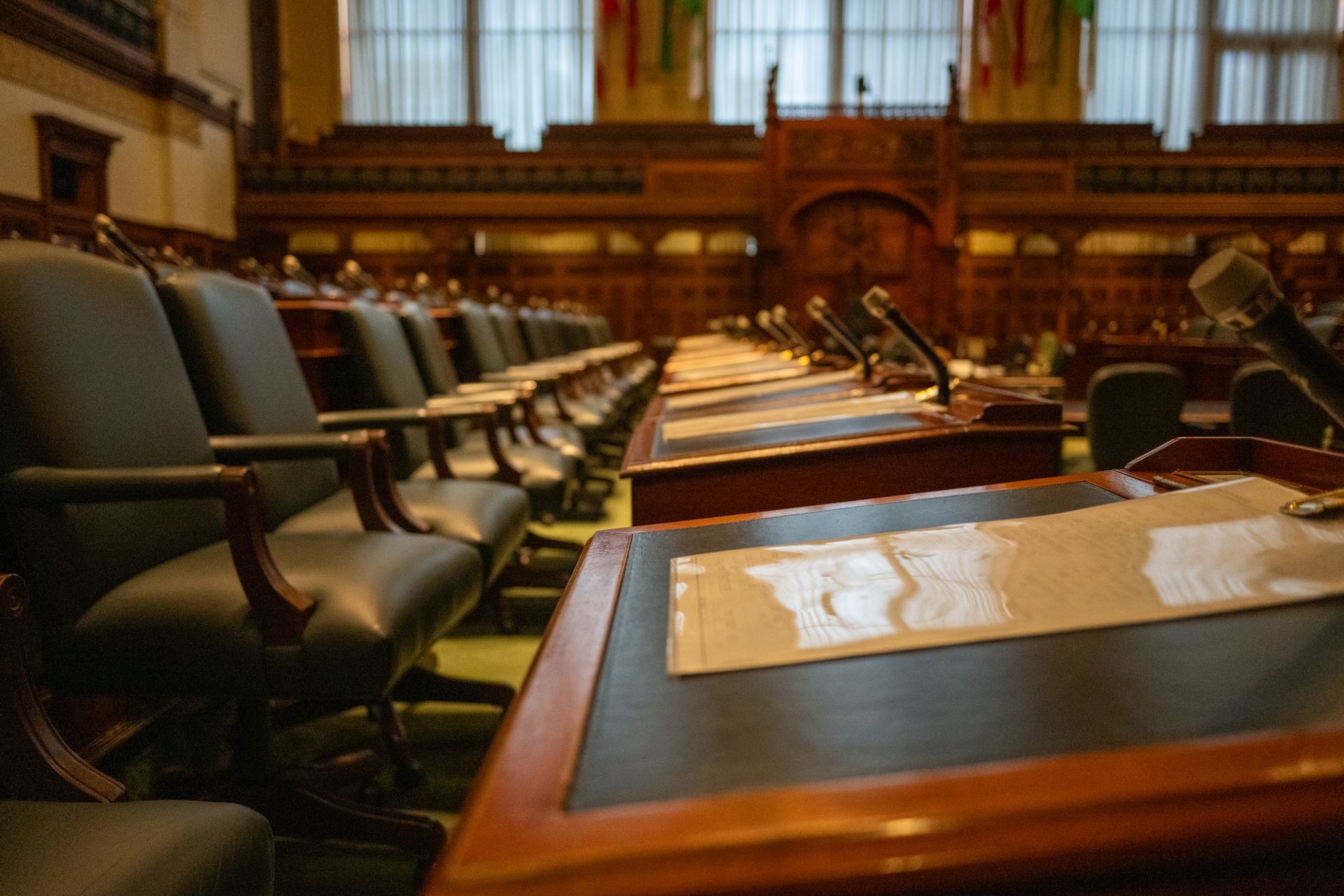 A government building in session